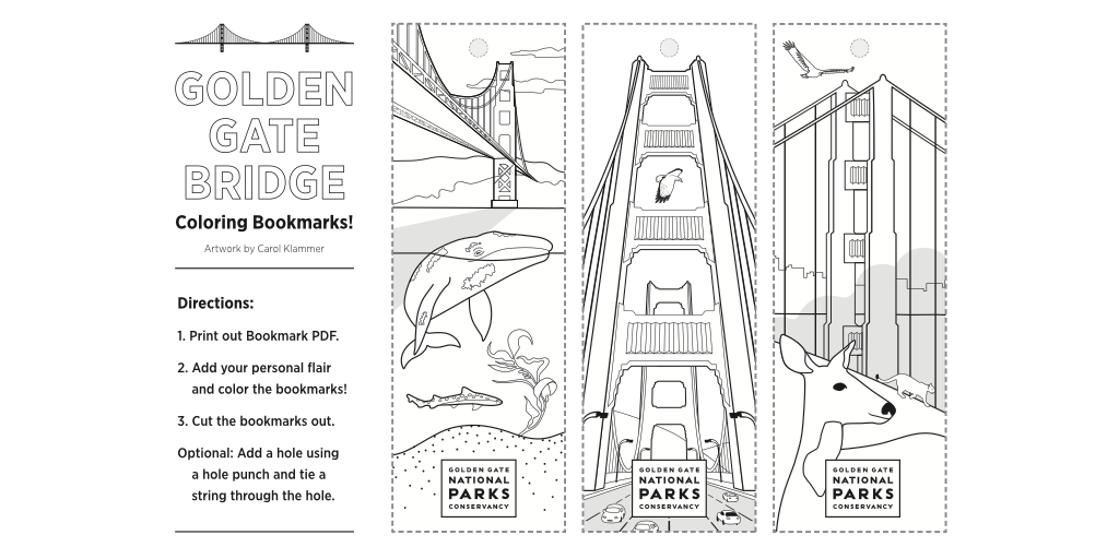 Download Free Golden Gate Bridge Coloring Bookmarks | Golden Gate ...